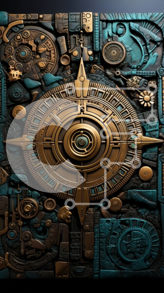 Intra Συλλεκτικό Ξύλινο Παζλ Plywood  4mm - Βιομηχανικό και φουτουριστικό ρολόι Steampunk με περίπλοκα γρανάζια Σε Ξύλινο Κουτί - Διαστάσεις Puzzle: 10x10 cm – 25 κομμάτια