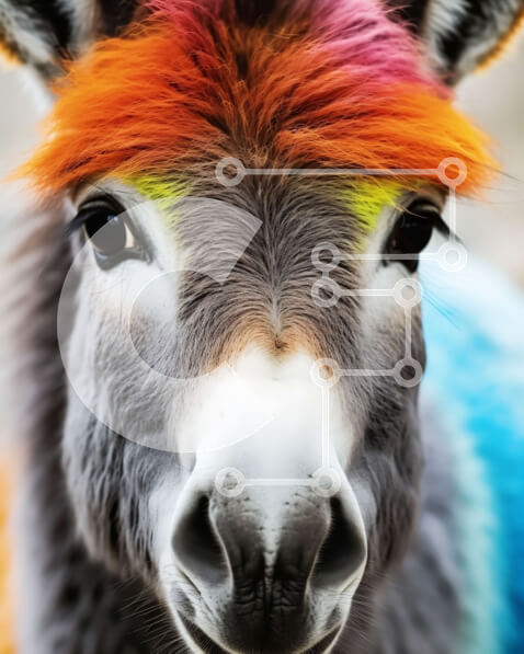 Σετ των 2 Intra Συλλεκτικό Ξύλινο Παζλ Plywood  4mm - Πολύχρωμο γάιδαρος με μια περίεργη έκφραση Σε Ξύλινο Κουτί - Διαστάσεις: 10x10 cm – 25 κομμάτια