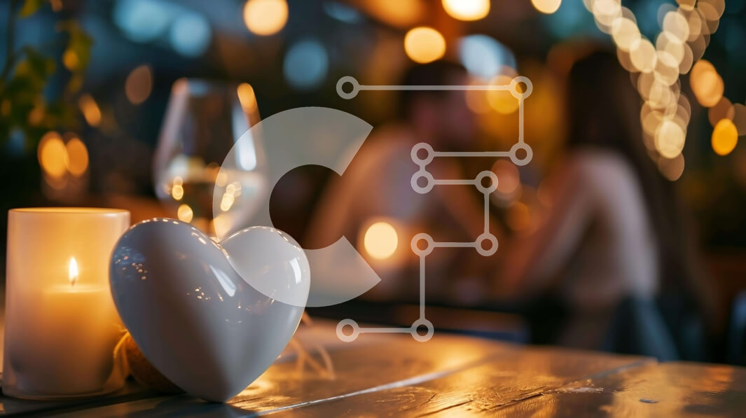 Intra Συλλεκτικό Ξύλινο Παζλ Plywood  4mm - Ρομαντικό δείπνο με κερί σε σχήμα καρδιάς και ποτήρια κρασιού Σε Ξύλινο Κουτί - Διαστάσεις Puzzle: 10x10 cm – 25 κομμάτια