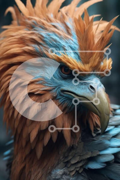 Σετ των 2 Intra Συλλεκτικό Ξύλινο Παζλ Plywood  4mm - Εκπληκτική κοντινή πλάνο του κεφαλιού του πουλιού με τα ζωντανά φτερά Σε Ξύλινο Κουτί - Διαστάσεις: 10x10 cm – 25 κομμάτια