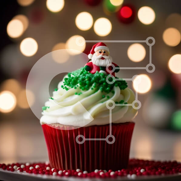 Σετ των 2 Intra Συλλεκτικό Ξύλινο Παζλ Plywood  4mm - Νόστιμο Cupcake Άγιου Βασίλη σε ένα εορταστικό τραπέζι Σε Ξύλινο Κουτί - Διαστάσεις: 10x10 cm – 25 κομμάτια