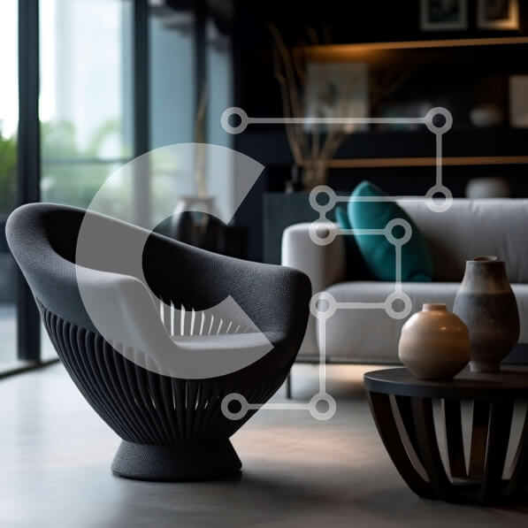 Intra Συλλεκτικό Ξύλινο Παζλ Plywood  4mm - Ευρύχωρο και καλά φωτισμένο μοντέρνο σαλόνι με μαύρη δερμάτινη καρέκλα και ξύλινο τραπεζάκι σαλονιού Σε Ξύλινο Κουτί - Διαστάσεις Puzzle: 10x10 cm – 25 κομμάτια