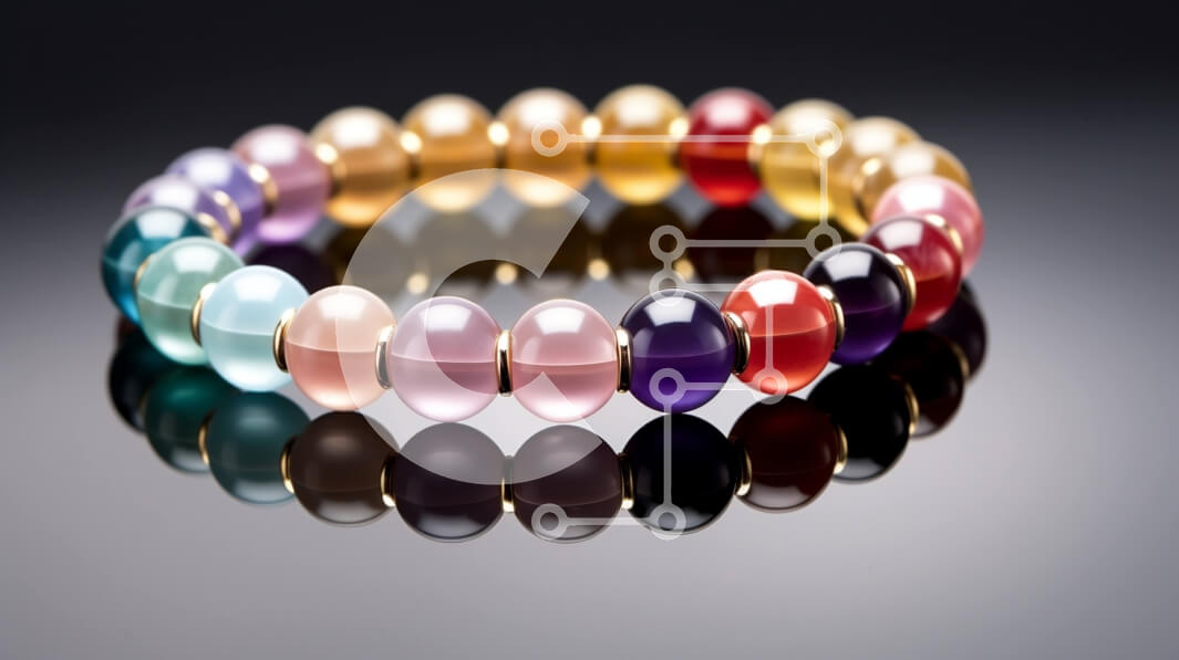 Intra Συλλεκτικό Ξύλινο Παζλ Plywood  4mm - Πολύχρωμο βραχιόλι με χάντρες σε αδιαφανή επιφάνεια Σε Ξύλινο Κουτί - Διαστάσεις Puzzle: 10x10 cm – 25 κομμάτια