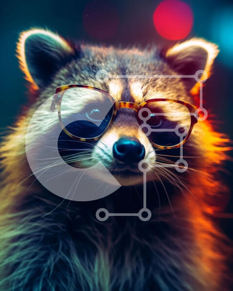 Σετ των 2 Intra Συλλεκτικό Ξύλινο Παζλ Plywood  4mm - Χαριτωμένα γυαλιά ρακούν - παιχνιδιάρικη και περίεργη έκφραση Σε Ξύλινο Κουτί - Διαστάσεις: 10x10 cm – 25 κομμάτια