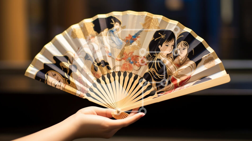 Intra Συλλεκτικό Ξύλινο Παζλ Plywood  4mm - Βεντάλια με ανατολίτικο θέμα με εικόνες γυναικών Σε Ξύλινο Κουτί - Διαστάσεις Puzzle: 10x10 cm – 25 κομμάτια