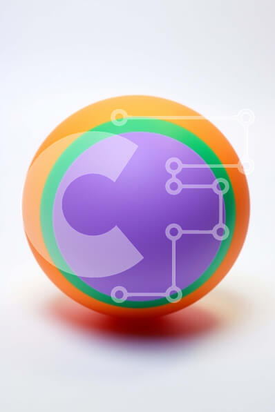 Intra Συλλεκτικό Ξύλινο Παζλ Plywood  4mm - Πορτοκαλί μπάλα με μωβ, πράσινη και μπλε ρίγα σε λευκό φόντο Σε Ξύλινο Κουτί - Διαστάσεις: 10x10 cm – 25 κομμάτια