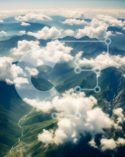 Intra Συλλεκτικό Ξύλινο Παζλ Plywood  4mm - Όμορφη εναέρια θέα στα βουνά με το ποτάμι και τον καταγάλανο ουρανό Σε Ξύλινο Κουτί - Διαστάσεις: 10x10 cm – 25 κομμάτια