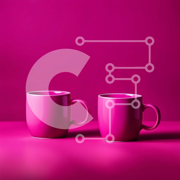 Intra Συλλεκτικό Ξύλινο Παζλ Plywood  4mm - Δύο ροζ κούπες σε μια ροζ επιφάνεια - Φωτογραφία Αρχείου Σε Ξύλινο Κουτί - Διαστάσεις: 10x10 cm – 25 κομμάτια