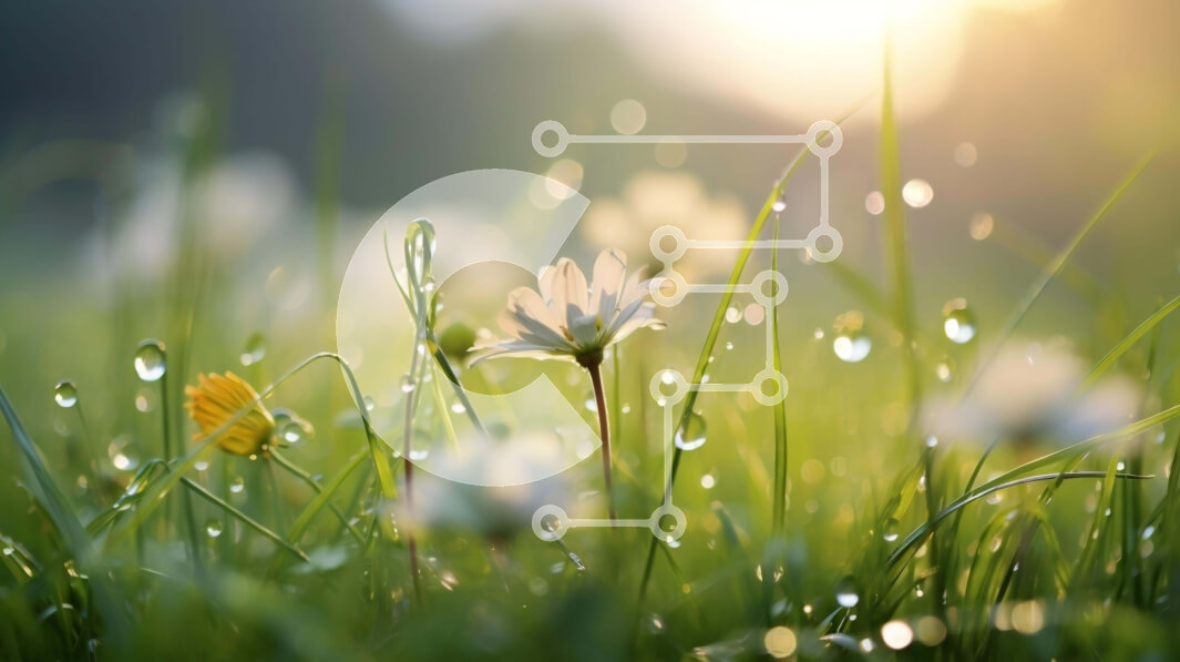 Intra Συλλεκτικό Ξύλινο Παζλ Plywood  4mm - Γραφική πρωινή θέα στο χορταριασμένο χωράφι με τα λευκά λουλούδια Σε Ξύλινο Κουτί - Διαστάσεις: 10x10 cm – 25 κομμάτια