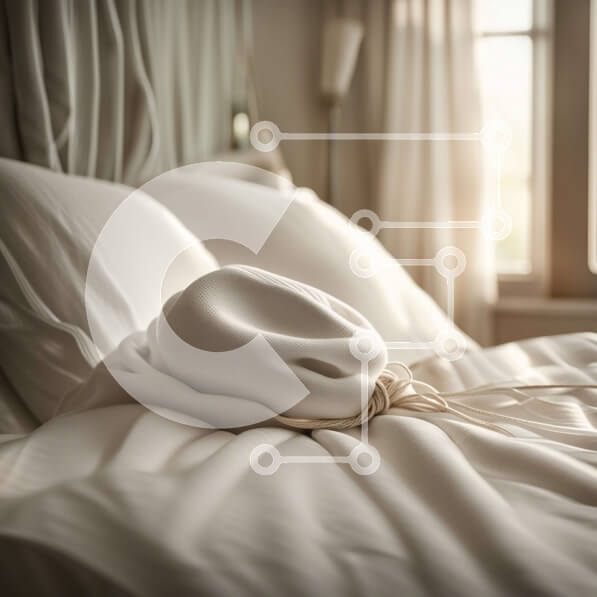 Intra Συλλεκτικό Ξύλινο Παζλ Plywood  4mm - Όμορφη εικόνα ενός λευκού καπέλου σε ένα τραγανό λευκό κρεβάτι Σε Ξύλινο Κουτί - Διαστάσεις Puzzle: 10x10 cm – 25 κομμάτια