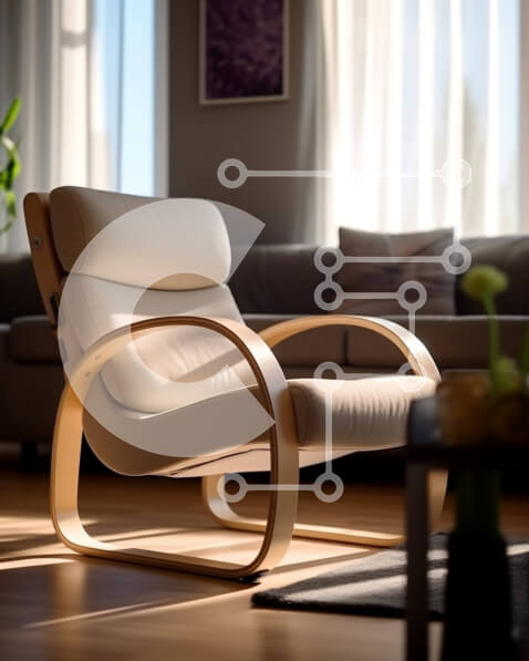 Intra Συλλεκτικό Ξύλινο Παζλ Plywood  4mm - Κομψό και χαλαρωτικό μοντέρνο σαλόνι με λευκή δερμάτινη καρέκλα Σε Ξύλινο Κουτί - Διαστάσεις Puzzle: 10x10 cm – 25 κομμάτια