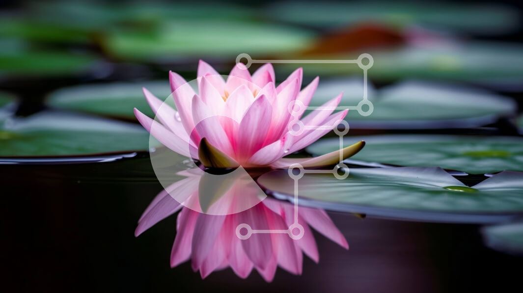 Intra Συλλεκτικό Ξύλινο Παζλ Plywood  4mm - Όμορφη εικόνα του ροζ νούφαρου σε μια λίμνη με τα μαξιλαράκια κρίνων στο φόντο Σε Ξύλινο Κουτί - Διαστάσεις: 10x10 cm – 25 κομμάτια