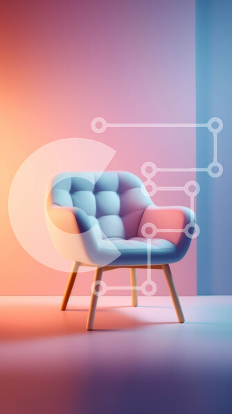 Intra Συλλεκτικό Ξύλινο Παζλ Plywood  4mm - Κομψή μπλε πολυθρόνα σε ροζ και μπλε δωμάτιο Σε Ξύλινο Κουτί - Διαστάσεις Puzzle: 10x10 cm – 25 κομμάτια