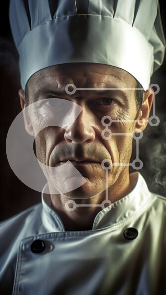 Intra Συλλεκτικό Ξύλινο Παζλ Plywood  4mm - Πορτρέτο ενός θυμωμένου σεφ με το καπέλο και την ποδιά του σεφ Σε Ξύλινο Κουτί - Διαστάσεις Puzzle: 10x10 cm – 25 κομμάτια