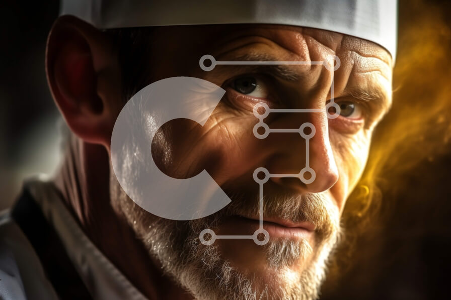 Intra Συλλεκτικό Ξύλινο Παζλ Plywood  4mm - Πορτρέτο ενός σοβαρού σεφ με καπέλο και ποδιά Σε Ξύλινο Κουτί - Διαστάσεις Puzzle: 10x10 cm – 25 κομμάτια