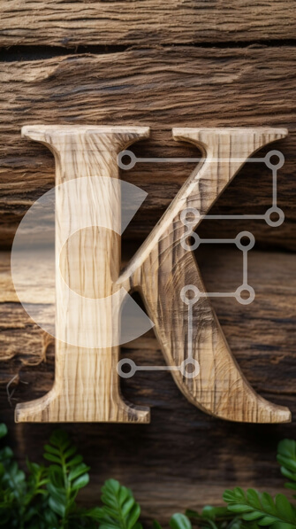 Intra Συλλεκτικό Ξύλινο Παζλ Plywood  4mm - Φυσικό και ρουστίκ ξύλινο γράμμα «K» σκαλισμένο σε σανίδα Σε Ξύλινο Κουτί - Διαστάσεις: 10x10 cm – 25 κομμάτια