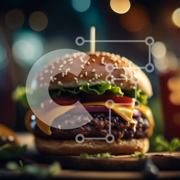 Σετ των 2 Intra Συλλεκτικό Ξύλινο Παζλ Plywood  4mm - Λαχταριστό χάμπουργκερ με μοσχάρι και τυρί Σε Ξύλινο Κουτί - Διαστάσεις: 10x10 cm – 25 κομμάτια