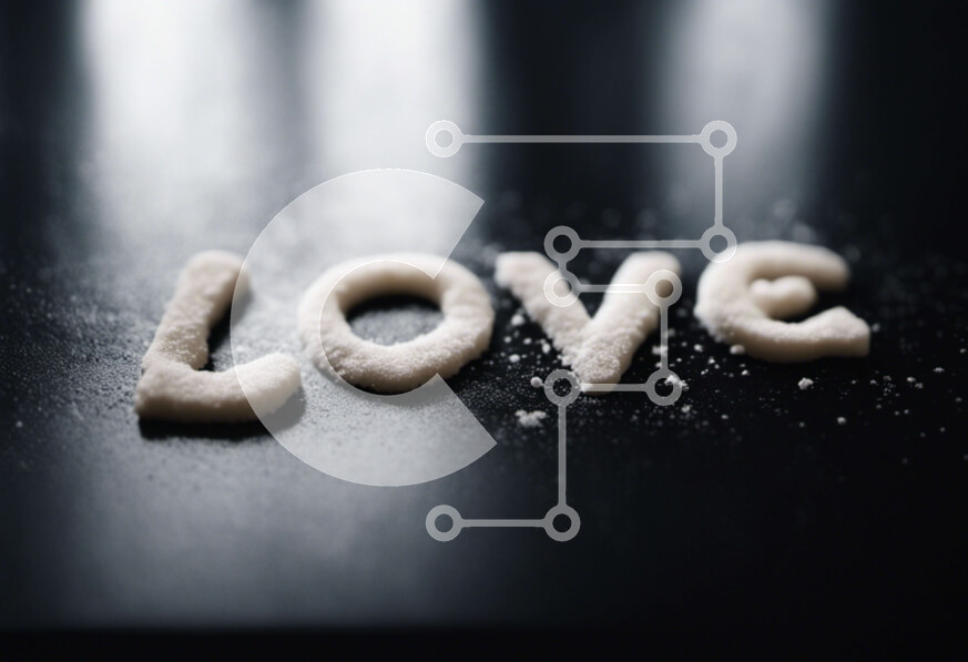 Intra Συλλεκτικό Ξύλινο Παζλ Plywood  4mm - Αγάπη γραμμένη με ζάχαρη σε ένα μαύρο τραπέζι Σε Ξύλινο Κουτί - Διαστάσεις Puzzle: 10x10 cm – 25 κομμάτια