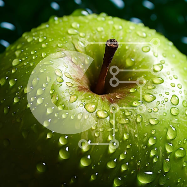 Σετ των 2 Intra Συλλεκτικό Ξύλινο Παζλ Plywood  4mm - Φρέσκο ​​πράσινο μήλο με σταγονίδια νερού Σε Ξύλινο Κουτί - Διαστάσεις: 10x10 cm – 25 κομμάτια