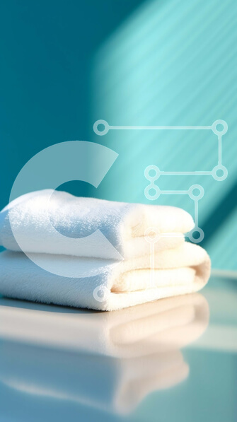 Intra Συλλεκτικό Ξύλινο Παζλ Plywood  4mm - Λευκές πετσέτες σε έναν λευκό πάγκο μπροστά από έναν μπλε τοίχο Σε Ξύλινο Κουτί - Διαστάσεις Puzzle: 10x10 cm – 25 κομμάτια