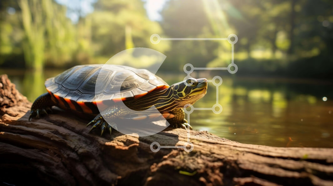 Intra Συλλεκτικό Ξύλινο Παζλ Plywood  4mm - Χελώνα σε κορμό δέντρου σε περιβάλλον γλυκού νερού Σε Ξύλινο Κουτί - Διαστάσεις: 10x10 cm – 25 κομμάτια