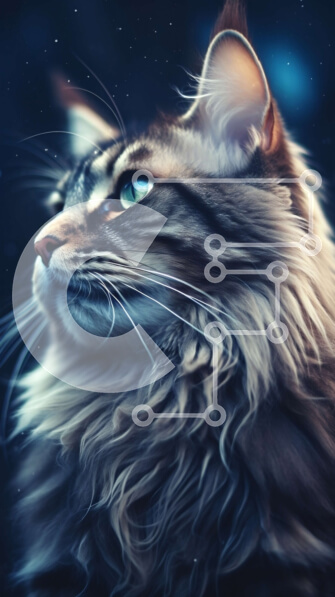 Σετ των 2 Intra Συλλεκτικό Ξύλινο Παζλ Plywood  4mm - Ονειρική εικόνα μιας μακρυμάλλης γάτας κάτω από έναν έναστρο νυχτερινό ουρανό Σε Ξύλινο Κουτί - Διαστάσεις: 10x10 cm – 25 κομμάτια