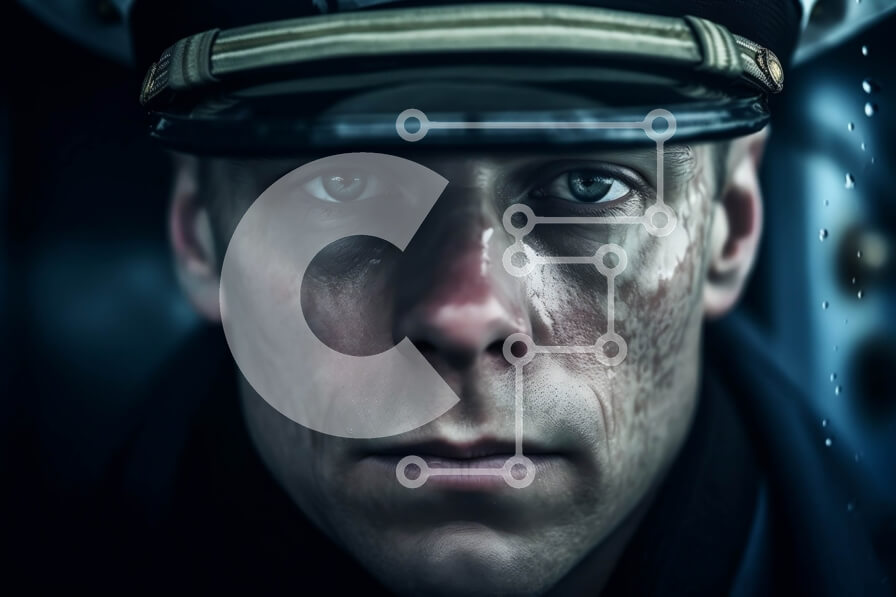 Intra Συλλεκτικό Ξύλινο Παζλ Plywood  4mm - Σοβαρός αξιωματικός του Ναυτικού με στολή κοιτάζοντας την κάμερα Σε Ξύλινο Κουτί - Διαστάσεις Puzzle: 10x10 cm – 25 κομμάτια