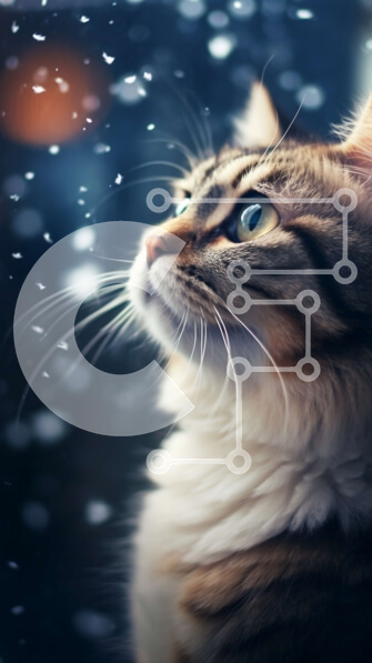 Σετ των 2 Intra Συλλεκτικό Ξύλινο Παζλ Plywood  4mm - Εκπληκτική εικόνα μιας στοχαστικής γάτας που κοιτάζει τα άστρα Σε Ξύλινο Κουτί - Διαστάσεις: 10x10 cm – 25 κομμάτια