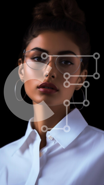 Intra Συλλεκτικό Ξύλινο Παζλ Plywood  4mm - Κομψή γυναίκα με γυαλιά και λευκό πουκάμισο Σε Ξύλινο Κουτί - Διαστάσεις Puzzle: 10x10 cm – 25 κομμάτια