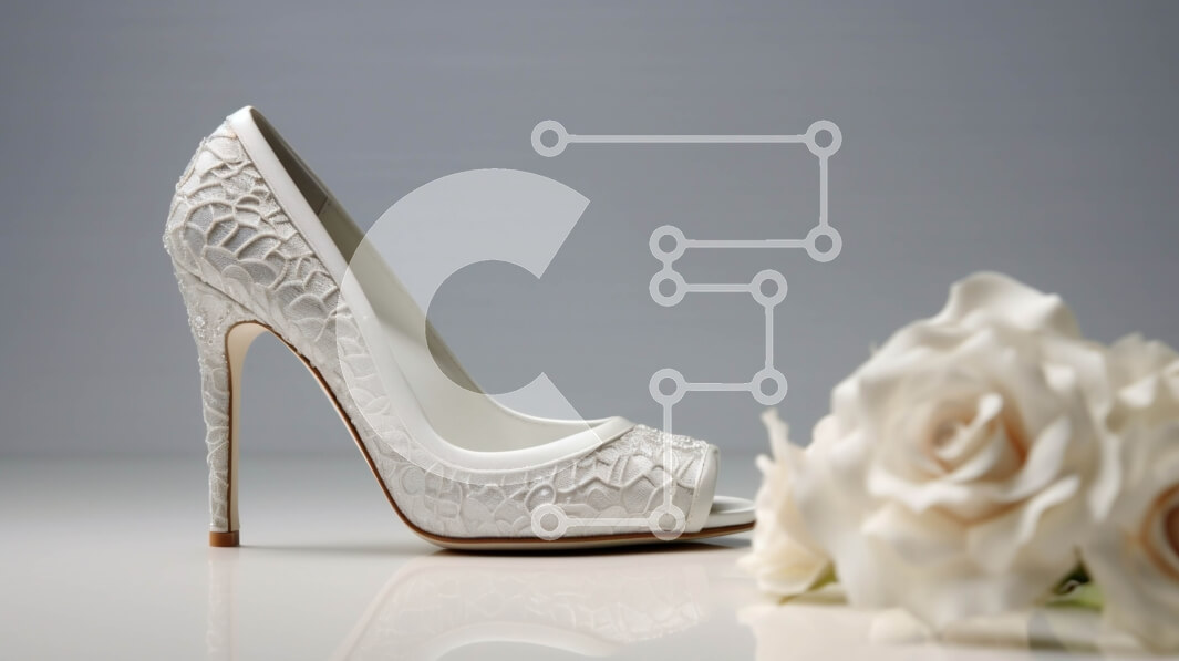 Intra Συλλεκτικό Ξύλινο Παζλ Plywood  4mm - Κομψές λευκές ψηλοτάκουνες γόβες με λεπτομέρεια δαντέλας και λουλουδένιο τόνο Σε Ξύλινο Κουτί - Διαστάσεις Puzzle: 10x10 cm – 25 κομμάτια