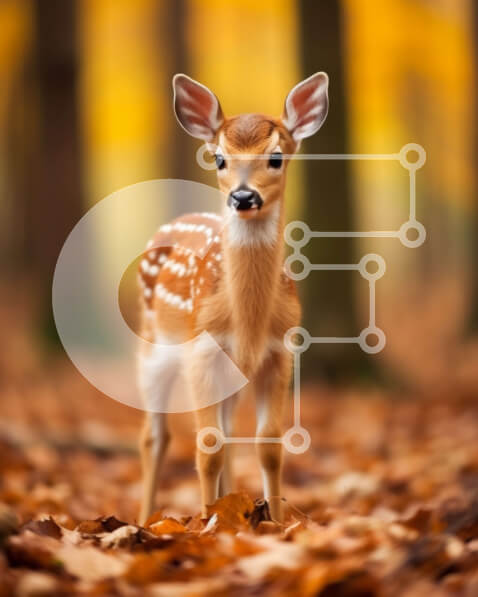 Intra Συλλεκτικό Ξύλινο Παζλ Plywood  4mm - Όμορφη εικόνα ενός νεαρού ελαφιού σε ένα ξέφωτο δάσους με φθινοπωρινά φύλλα Σε Ξύλινο Κουτί - Διαστάσεις: 10x10 cm – 25 κομμάτια