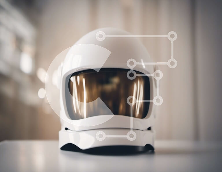 Intra Συλλεκτικό Ξύλινο Παζλ Plywood  4mm - Λευκό κράνος αστροναύτη στο τραπέζι Σε Ξύλινο Κουτί - Διαστάσεις Puzzle: 10x10 cm – 25 κομμάτια