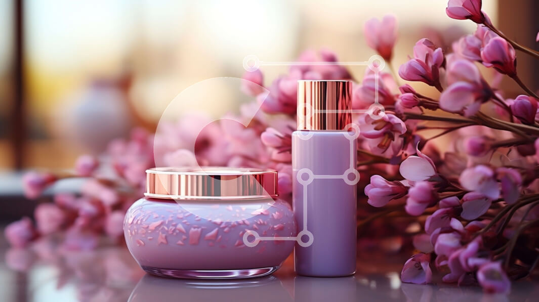 Σετ των 2 Intra Συλλεκτικό Ξύλινο Παζλ Plywood  4mm - Κομψή εικόνα ροζ μπουκαλιού αρώματος και λουλουδιών Σε Ξύλινο Κουτί - Διαστάσεις: 10x10 cm – 25 κομμάτια