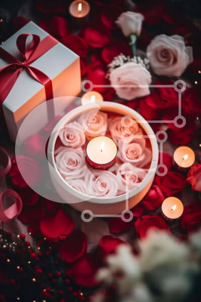 Intra Συλλεκτικό Ξύλινο Παζλ Plywood  4mm - Ρομαντική σκηνή του Αγίου Βαλεντίνου με κεριά και δώρα Σε Ξύλινο Κουτί - Διαστάσεις: 10x10 cm – 25 κομμάτια