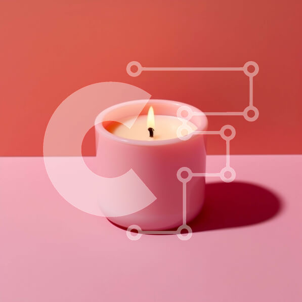 Intra Συλλεκτικό Ξύλινο Παζλ Plywood  4mm - Όμορφη εικόνα ενός ροζ κεριού σε μια ροζ επιφάνεια Σε Ξύλινο Κουτί - Διαστάσεις Puzzle: 10x10 cm – 25 κομμάτια