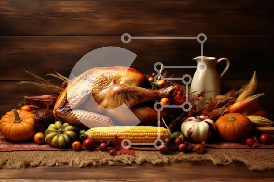 Σετ των 2 Intra Συλλεκτικό Ξύλινο Παζλ Plywood  4mm - Νόστιμη ψητή γαλοπούλα με ποικιλία φθινοπωρινών λαχανικών Σε Ξύλινο Κουτί - Διαστάσεις: 10x10 cm – 25 κομμάτια