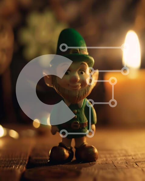 Intra Συλλεκτικό Ξύλινο Παζλ Plywood  4mm - Ειδώλιο καλλικάτζαρου του Αγίου Πατρικίου σε ξύλινο τραπέζι Σε Ξύλινο Κουτί - Διαστάσεις: 10x10 cm – 25 κομμάτια