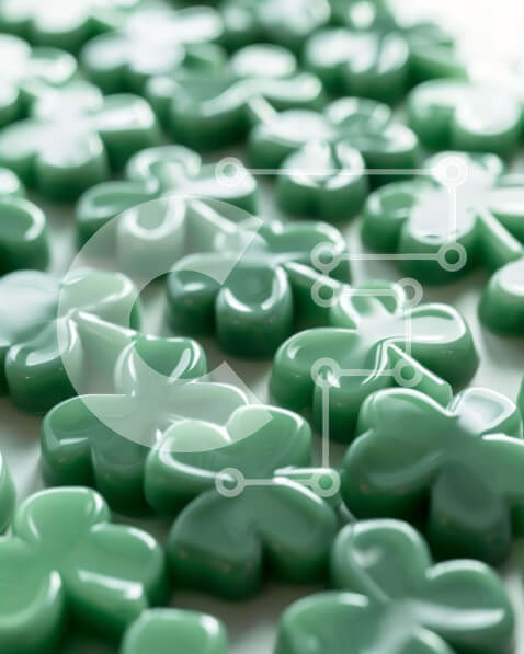 Intra Συλλεκτικό Ξύλινο Παζλ Plywood  4mm - Σύνθεση με γυάλινες χάντρες σε σχήμα τριφυλλιού Σε Ξύλινο Κουτί - Διαστάσεις Puzzle: 10x10 cm – 25 κομμάτια