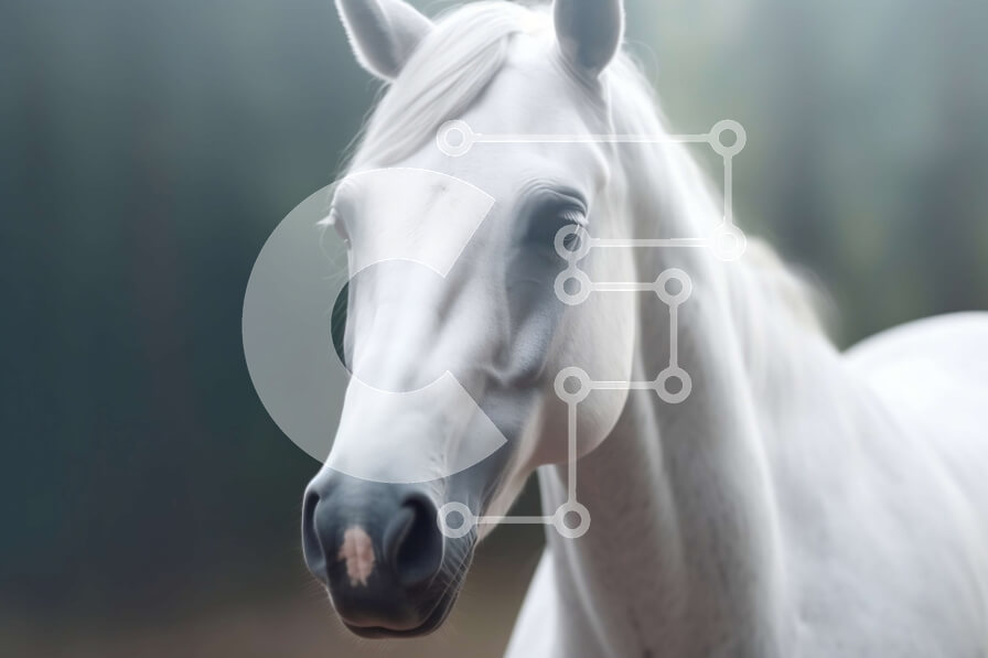 Σετ των 2 Intra Συλλεκτικό Ξύλινο Παζλ Plywood  4mm - Όμορφο λευκό άλογο σε ένα δάσος Σε Ξύλινο Κουτί - Διαστάσεις: 10x10 cm – 25 κομμάτια