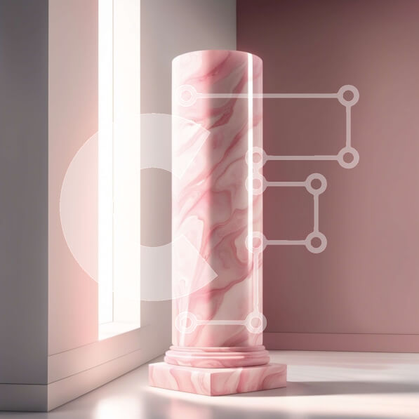 Intra Συλλεκτικό Ξύλινο Παζλ Plywood  4mm - Κομψή εικόνα μιας ροζ μαρμάρινης στήλης σε ένα δωμάτιο με χαμηλό φωτισμό Σε Ξύλινο Κουτί - Διαστάσεις Puzzle: 10x10 cm – 25 κομμάτια