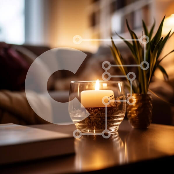 Intra Συλλεκτικό Ξύλινο Παζλ Plywood  4mm - Άνετο σαλόνι με κεριά και έπιπλα Σε Ξύλινο Κουτί - Διαστάσεις Puzzle: 10x10 cm – 25 κομμάτια