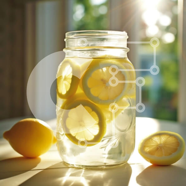 Σετ των 2 Intra Συλλεκτικό Ξύλινο Παζλ Plywood  4mm - Δροσιστικό νερό με λεμόνι σε βάζο Mason με το φως του ήλιου να λάμπει Σε Ξύλινο Κουτί - Διαστάσεις: 10x10 cm – 25 κομμάτια