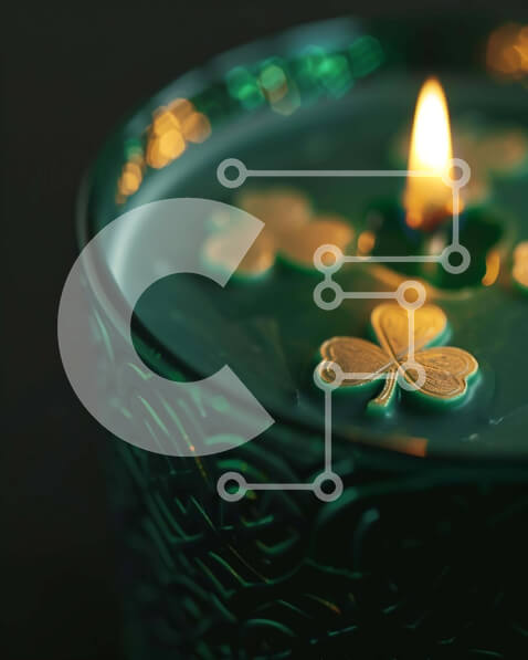 Intra Συλλεκτικό Ξύλινο Παζλ Plywood  4mm - Πράσινο κερί με κεριά σε σχήμα τριφυλλιού μέσα Σε Ξύλινο Κουτί - Διαστάσεις: 10x10 cm – 25 κομμάτια