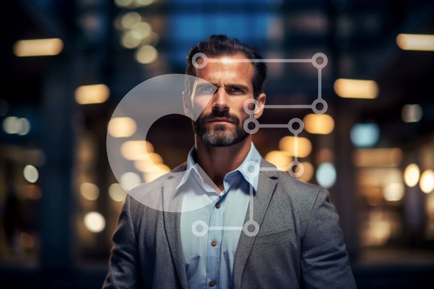 Intra Συλλεκτικό Ξύλινο Παζλ Plywood  4mm - Σοβαρός άνδρας με κοστούμι στο City Street τη νύχτα Σε Ξύλινο Κουτί - Διαστάσεις Puzzle: 10x10 cm – 25 κομμάτια