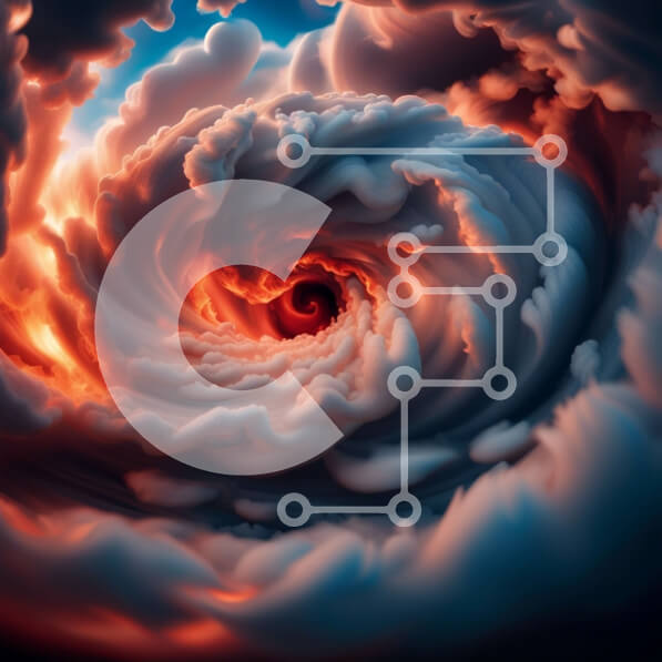 Intra Συλλεκτικό Ξύλινο Παζλ Plywood  4mm - Σαγηνευτική εικόνα μιας στροβιλιζόμενης δίνης στον ουρανό Σε Ξύλινο Κουτί - Διαστάσεις: 10x10 cm – 25 κομμάτια