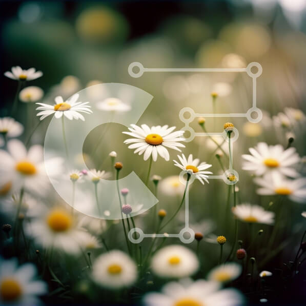 Intra Συλλεκτικό Ξύλινο Παζλ Plywood  4mm - Όμορφη εικόνα ενός χωραφιού γεμάτο λευκές μαργαρίτες σε πλήρη άνθιση Σε Ξύλινο Κουτί - Διαστάσεις: 10x10 cm – 25 κομμάτια