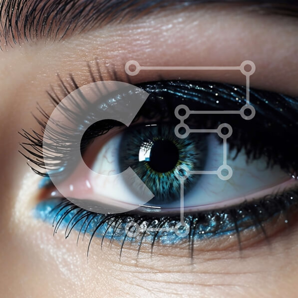 Σετ των 2 Intra Συλλεκτικό Ξύλινο Παζλ Plywood  4mm - Όμορφη κινηματογράφηση σε πρώτο πλάνο του γυναικείου ματιού με μπλε eyeliner και μάσκαρα Σε Ξύλινο Κουτί - Διαστάσεις: 10x10 cm – 25 κομμάτια