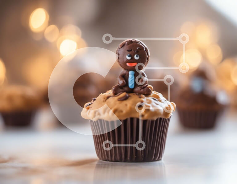 Σετ των 2 Intra Συλλεκτικό Ξύλινο Παζλ Plywood  4mm - Λαχταριστό Cupcake σοκολάτας με Διακόσμηση Gingerbread Man Σε Ξύλινο Κουτί - Διαστάσεις: 10x10 cm – 25 κομμάτια