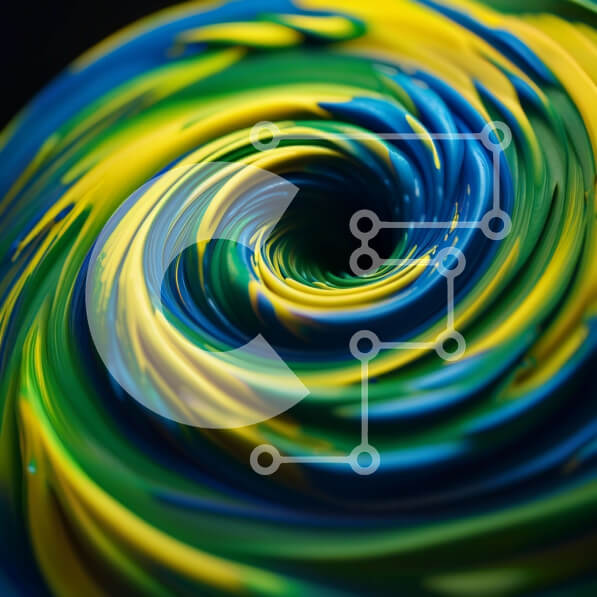 Intra Συλλεκτικό Ξύλινο Παζλ Plywood  4mm - Σαγηνευτική κινηματογράφηση σε πρώτο πλάνο του Swirling Paint Vortex Σε Ξύλινο Κουτί - Διαστάσεις Puzzle: 10x10 cm – 25 κομμάτια