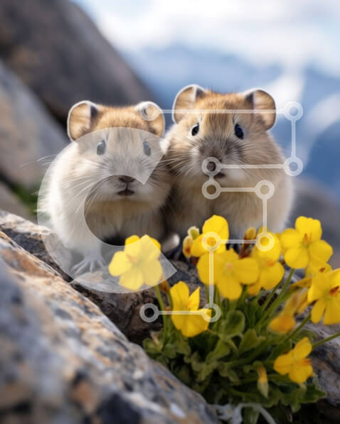 Σετ των 2 Intra Συλλεκτικό Ξύλινο Παζλ Plywood  4mm - Αξιολάτρευτη εικόνα δύο χάμστερ σε φυσικό περιβάλλον Σε Ξύλινο Κουτί - Διαστάσεις: 10x10 cm – 25 κομμάτια